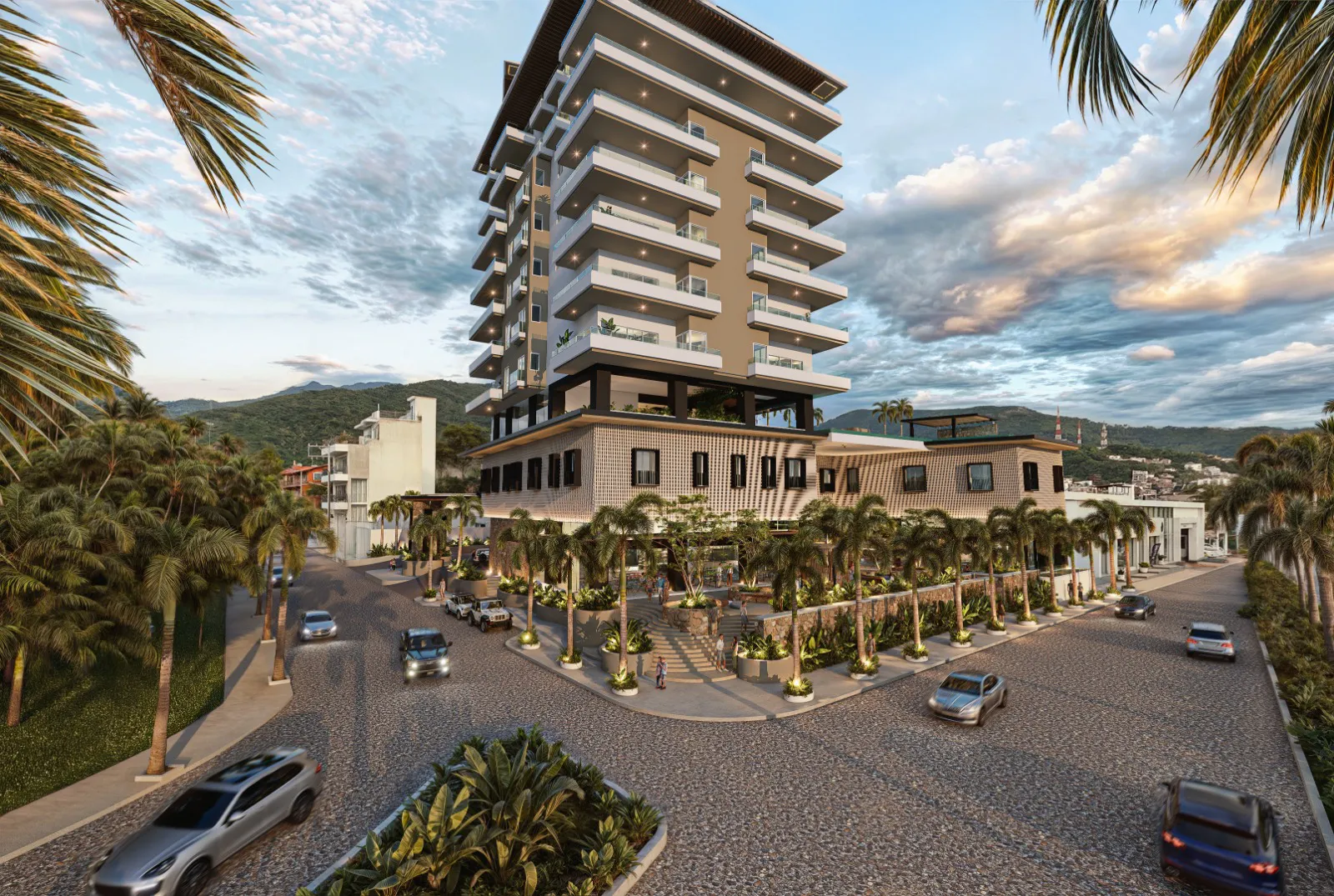 Architectural design of VBoulevard showcasing modern coastal style