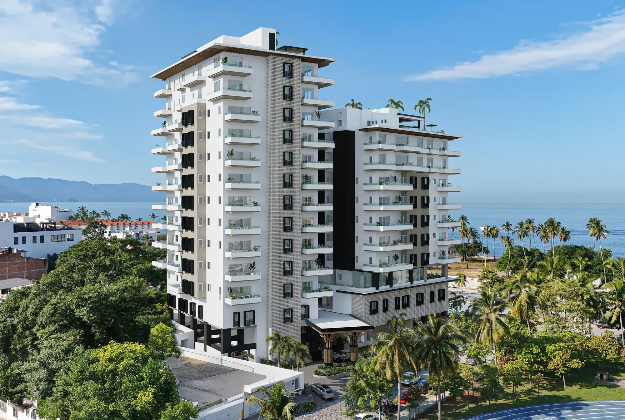 Modern back facade of VBoulevard luxury condos